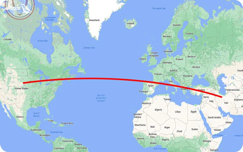 فاصله ایران اسپانیا